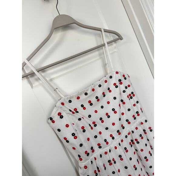 NWT Ann Taylor Womens Floral Embroidered Smocked Back Flare Dress White Size 10P - Picture 3 of 13